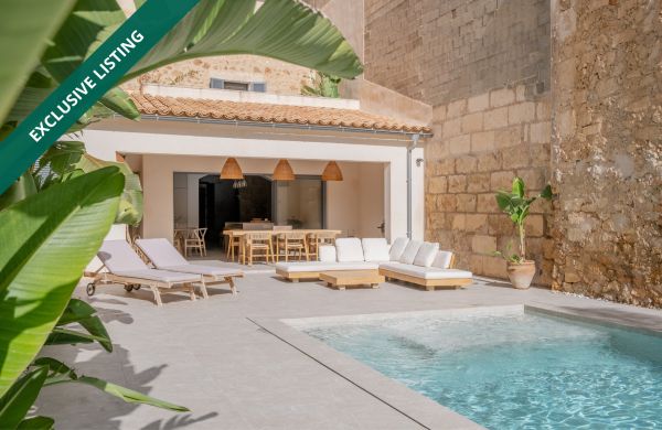 In Mallorca Sa Pobla Elegant Designer Home for Sale with Garden Oasis and Pool