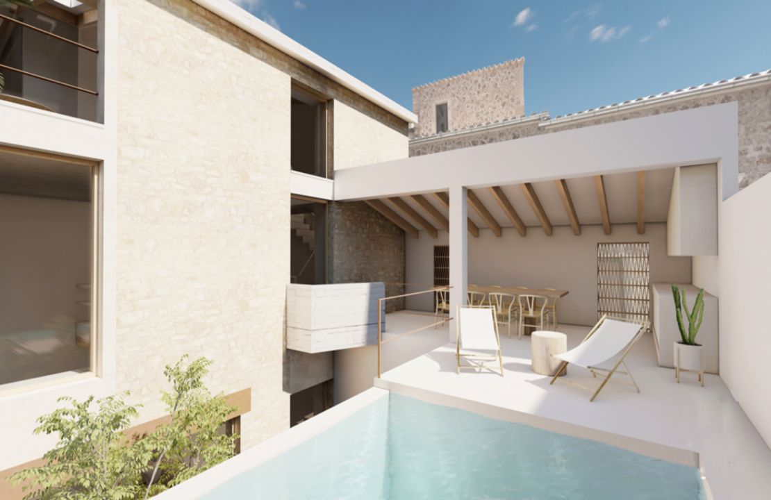 Casa adosada de lujo Pollensa completamente renovada con piscina y garaje en venta